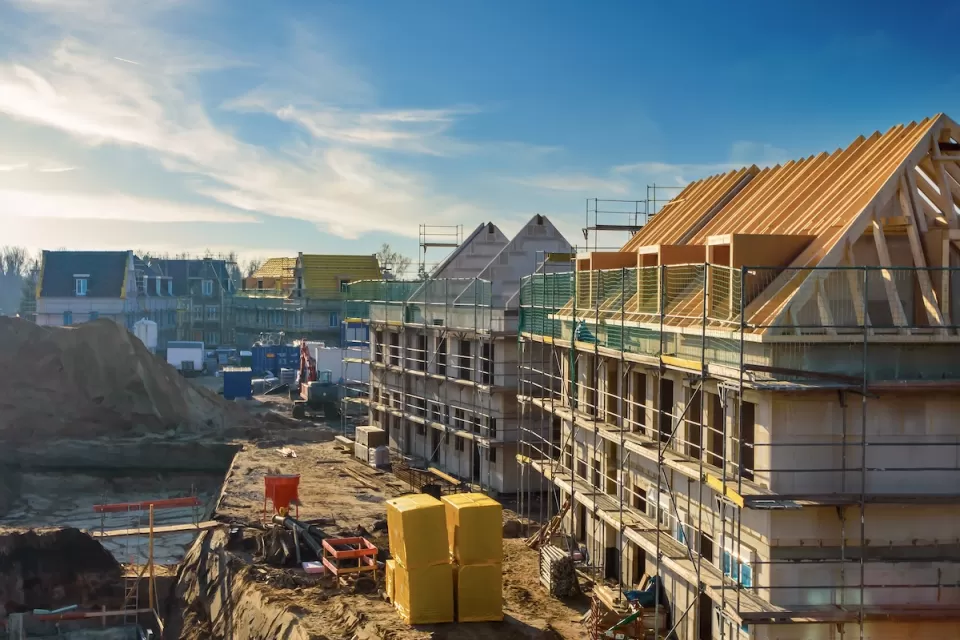 Multifamily housing under construction.